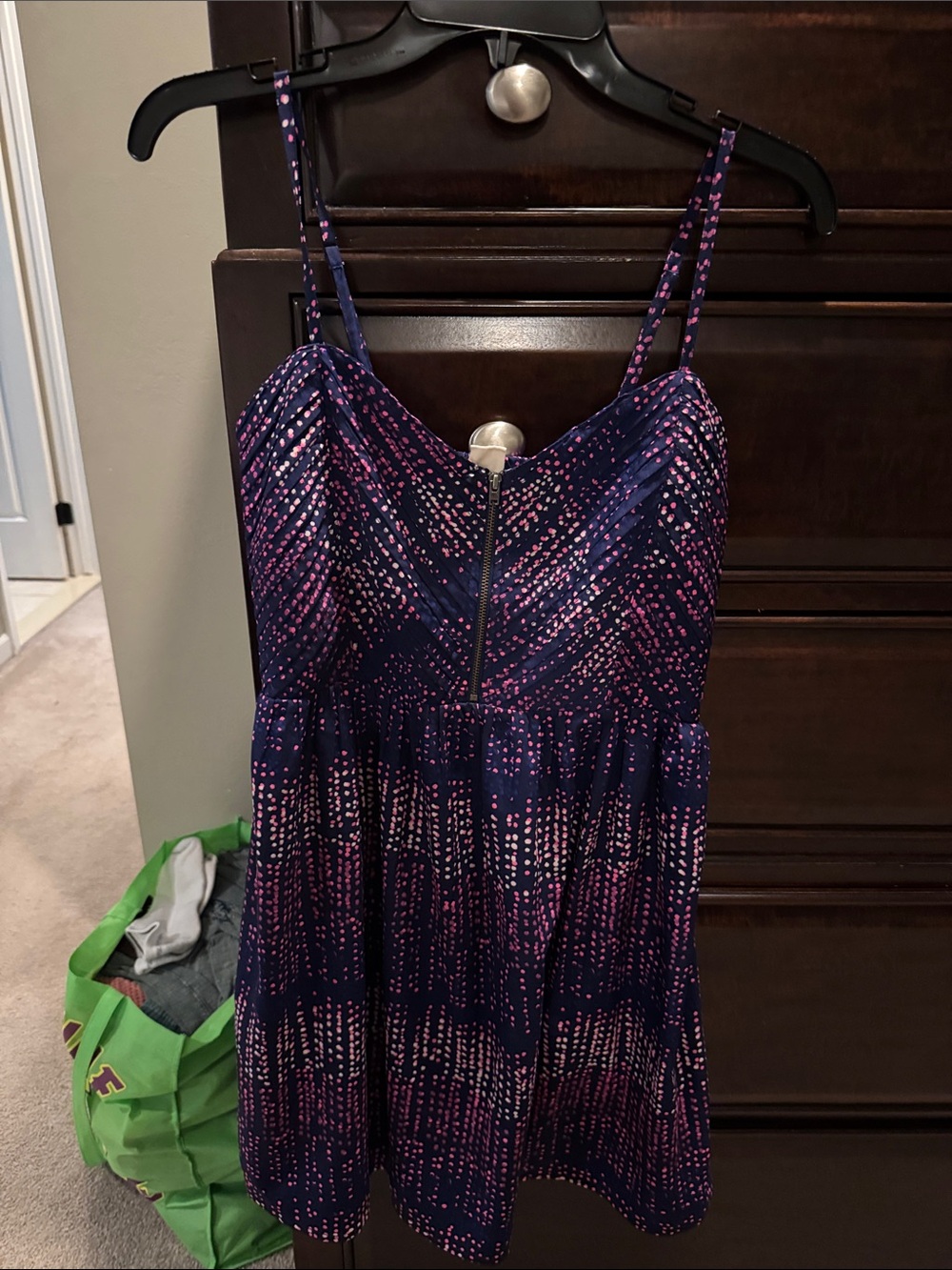 Roxy Navy Dress with Pink Dot Print